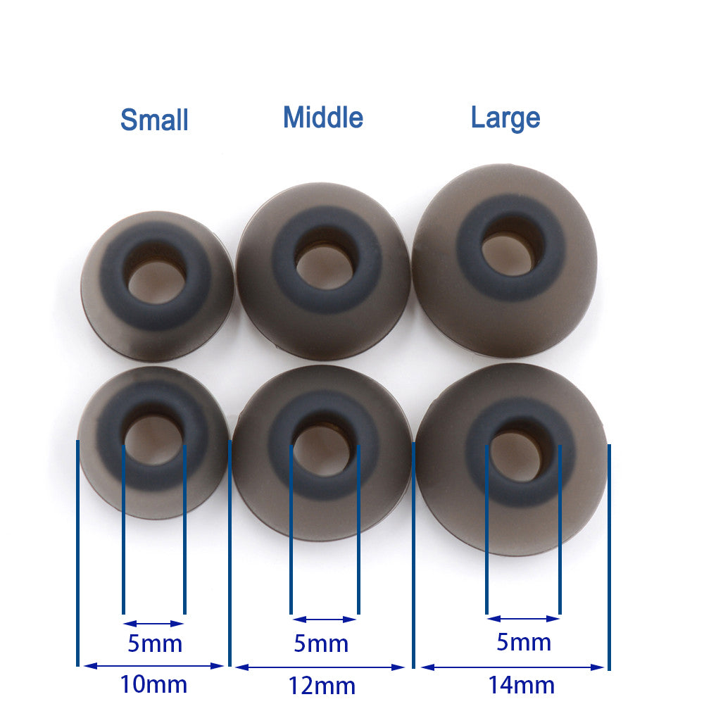 BQEYZ Black-Brown Silicone Ear Tips for HiFi IEM Earphones - Size Guide (Small, Medium, Large)