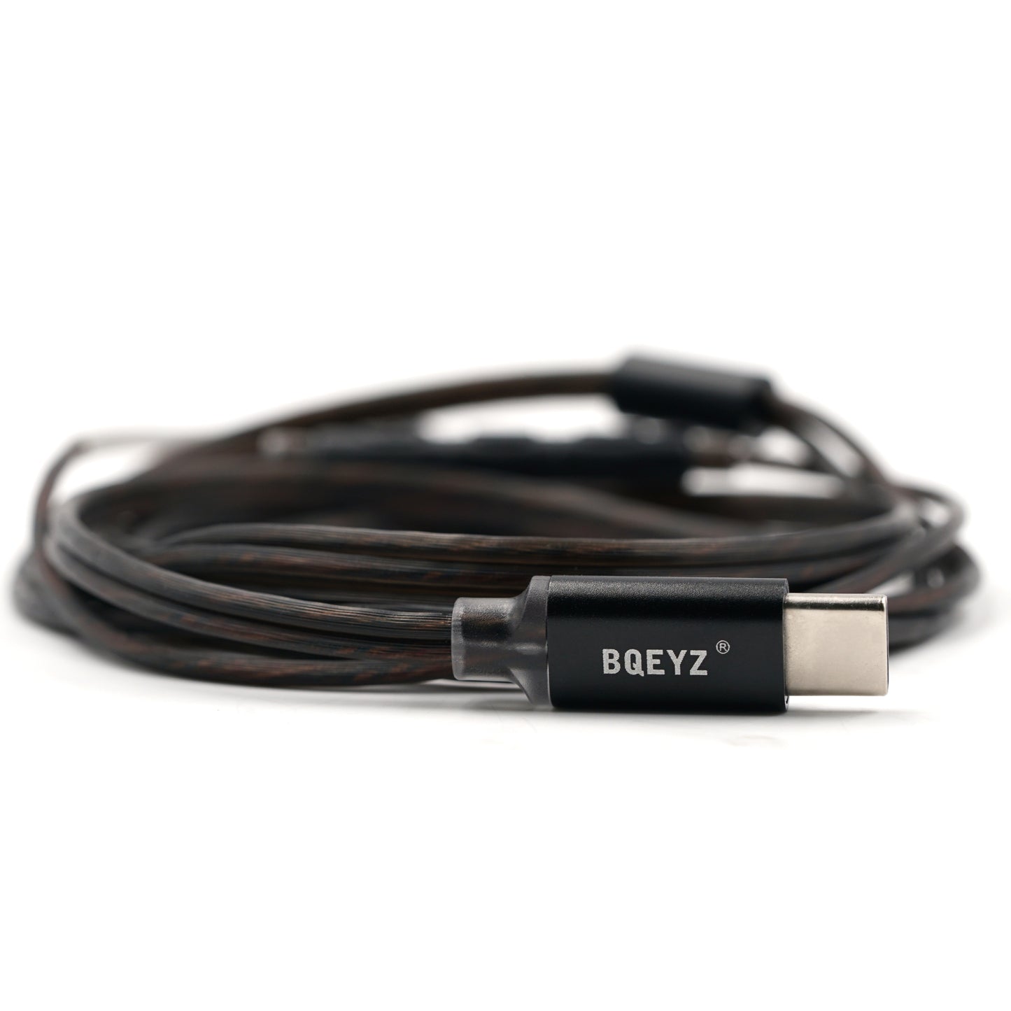 BQEYZ Gray HiFi IEM Earphone Cable - 3.5mm Plug Detail with Branding