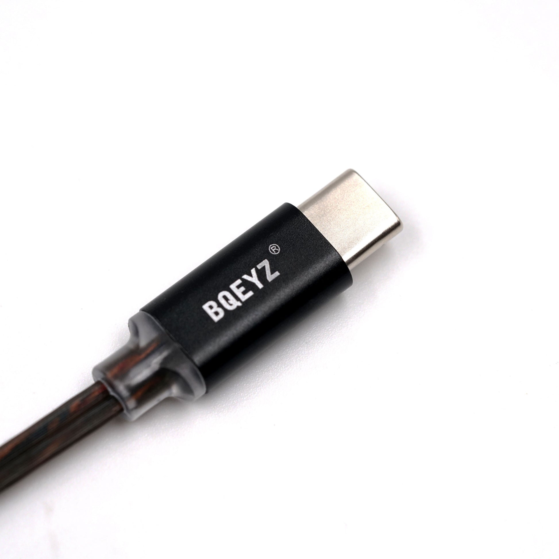 BQEYZ Gray HiFi IEM Earphone Cable - TypeC Plug Detail with Branding
