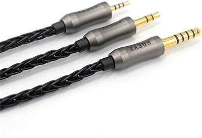 BQEYZ Black Braided HiFi IEM Earphone Cable - 3.5mm Plug for Universal Device Compatibility