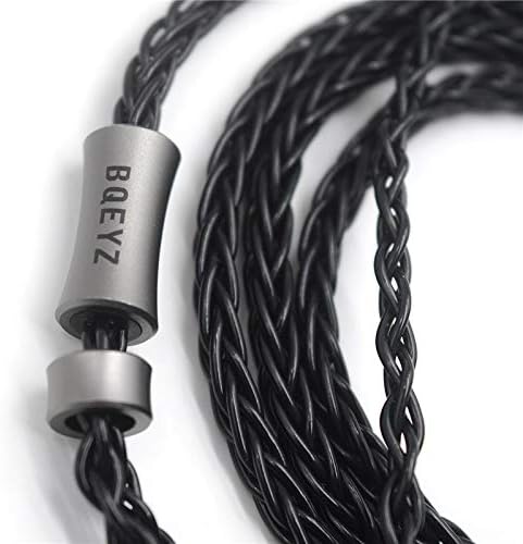 BQEYZ Black Braided HiFi IEM Earphone Cable - 3.5mm Plug with MMCX Connectors