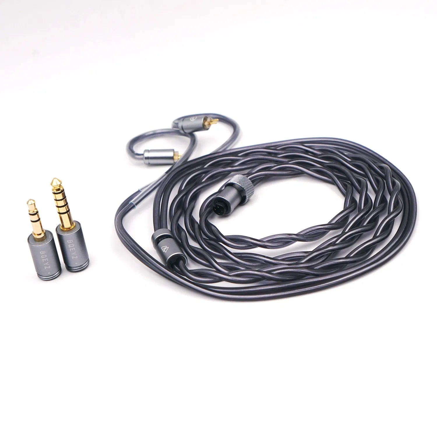 BQEYZ Black Braided HiFi IEM Earphone Cable with Connectors - Detachable for Customization