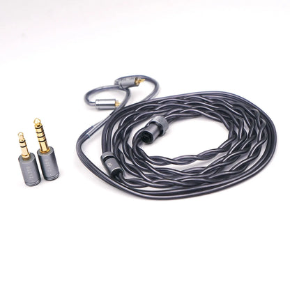 BQEYZ Black Braided HiFi IEM Earphone Cable with Connectors - Detachable for Customization