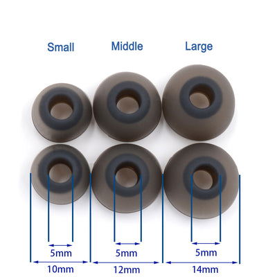 BQEYZ Black-Brown Silicone Ear Tips for HiFi IEM Earphones - Size Guide (Small, Medium, Large)