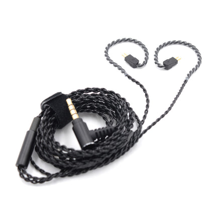 BQEYZ Black Braided HiFi IEM Earphone Cable - Full-Length View for Durability