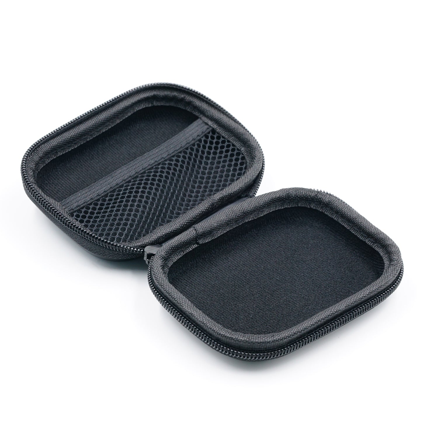 BQEYZ Black HiFi IEM Earphone Carry Case - Opened View with Mesh Interior
