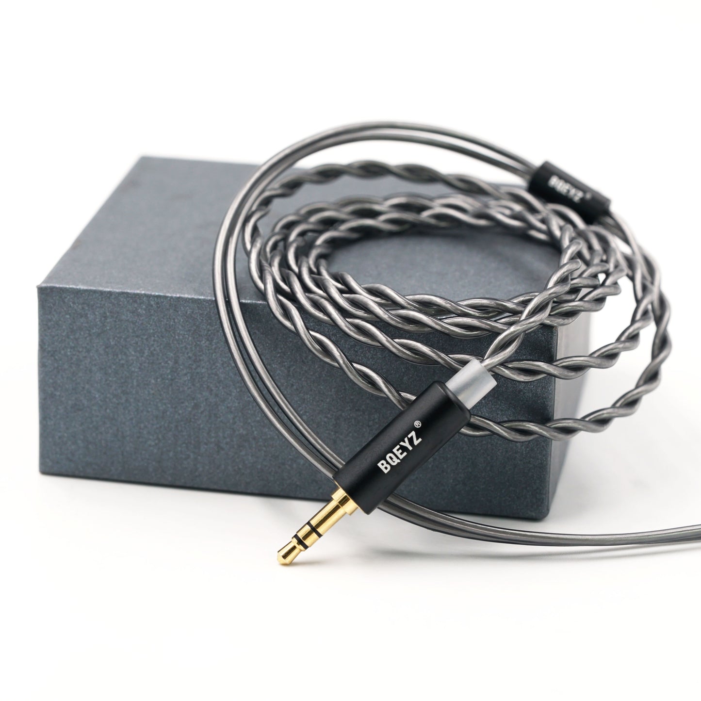 BQEYZ Gray Braided HiFi IEM Earphone Cable - Packaged in Gray Box for Gifting