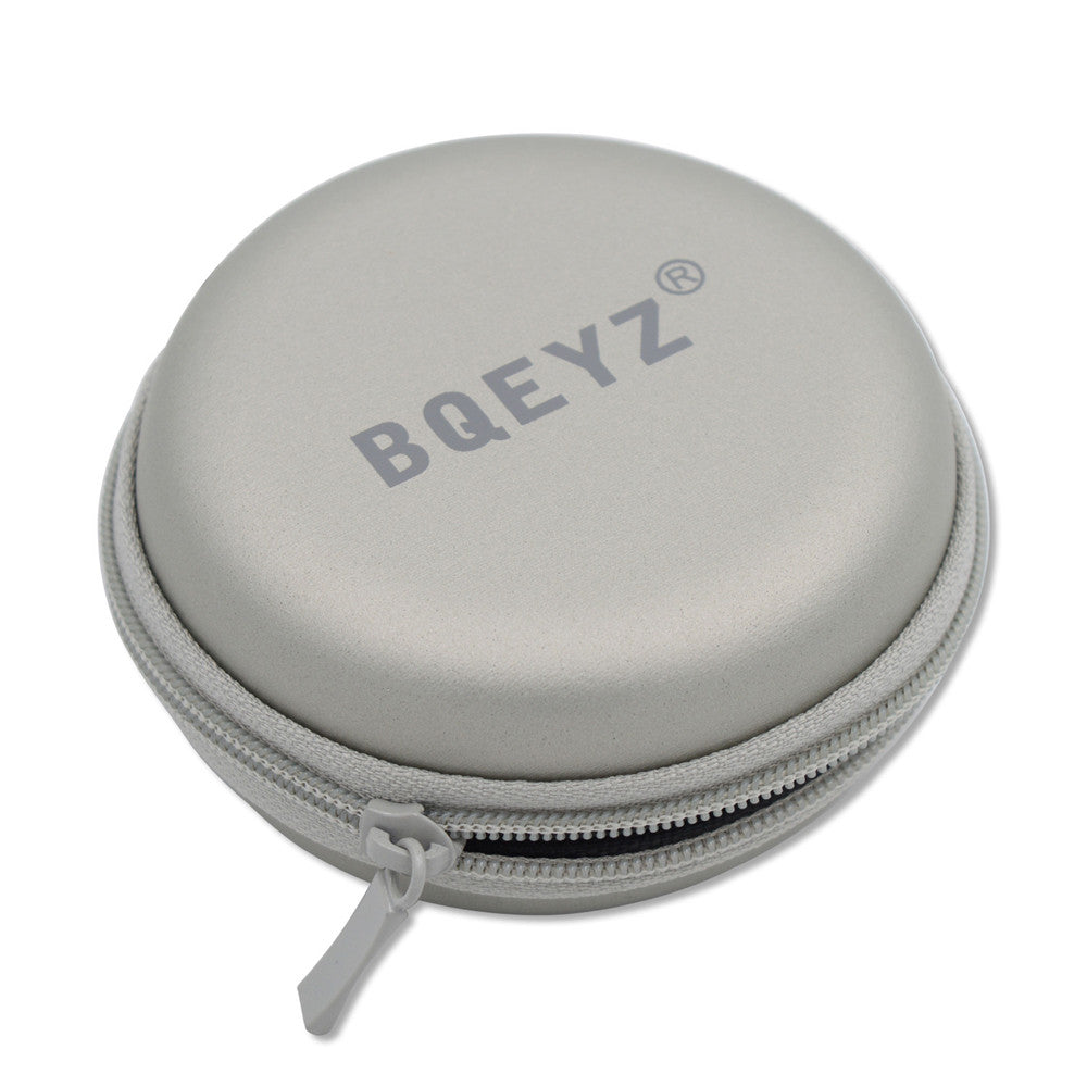 BQEYZ Gray HiFi IEM Earphone Carry Case - Side View with Zipper