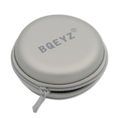 BQEYZ Gray HiFi IEM Earphone Carry Case - Side View with Zipper