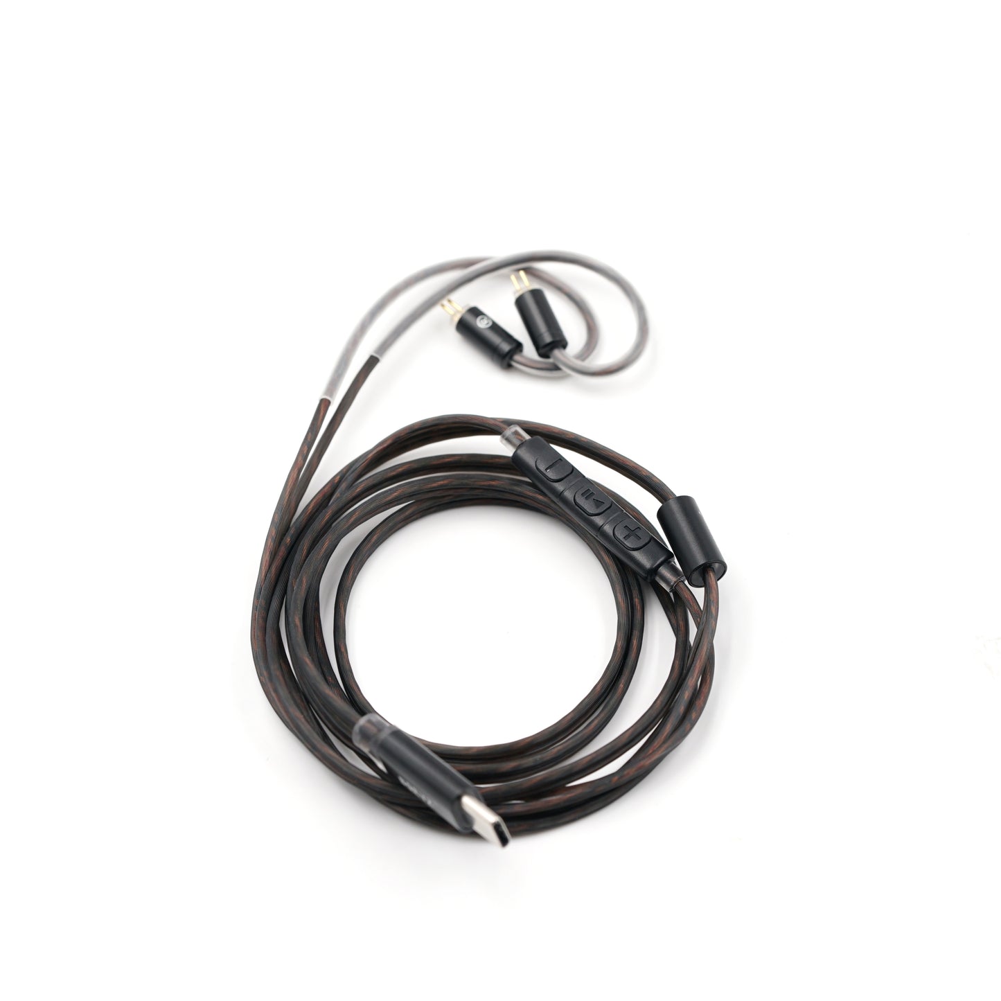 BQEYZ Gray Braided HiFi IEM Earphone Cable - Coiled for Portability