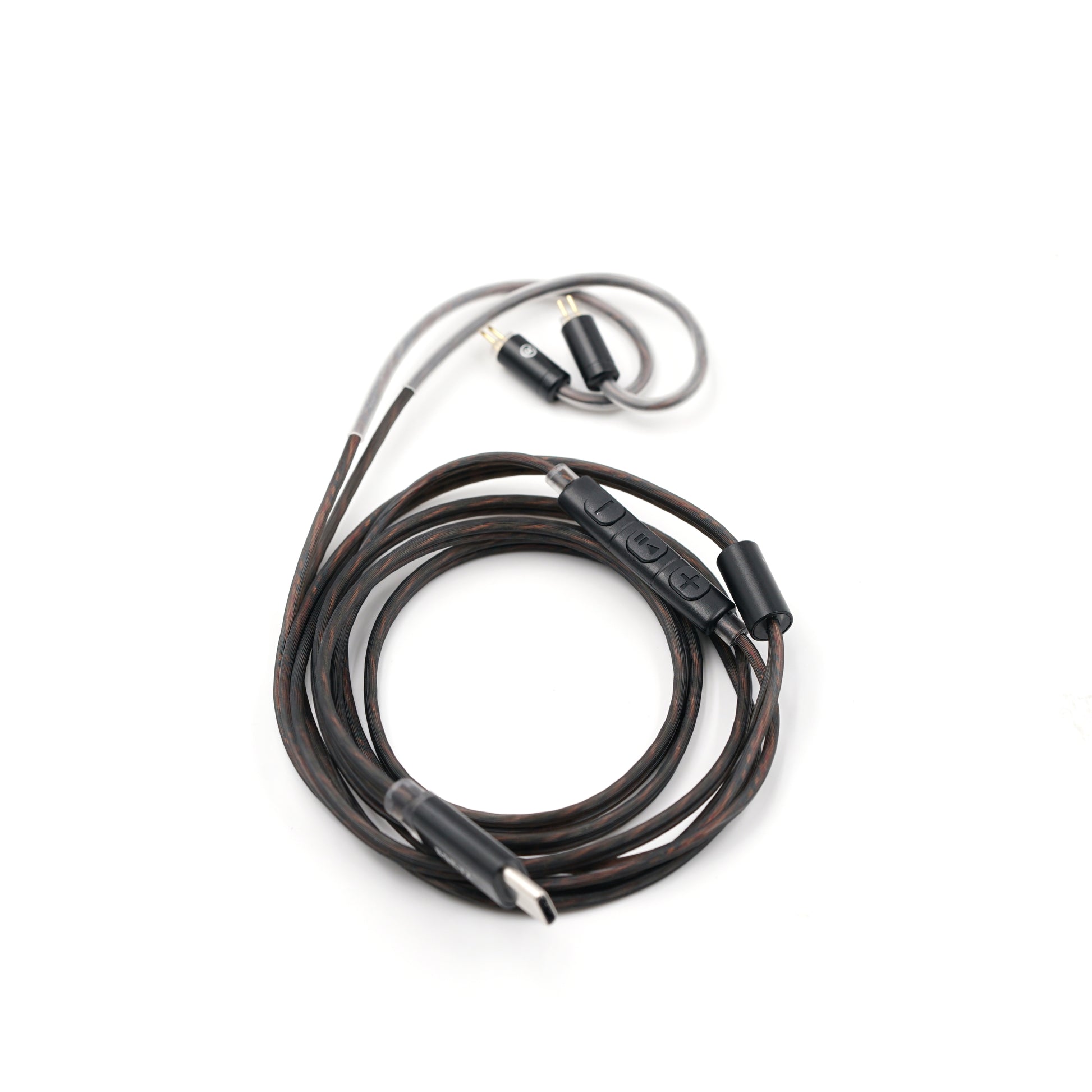 BQEYZ Gray Braided HiFi IEM Earphone Cable - Coiled for Portability