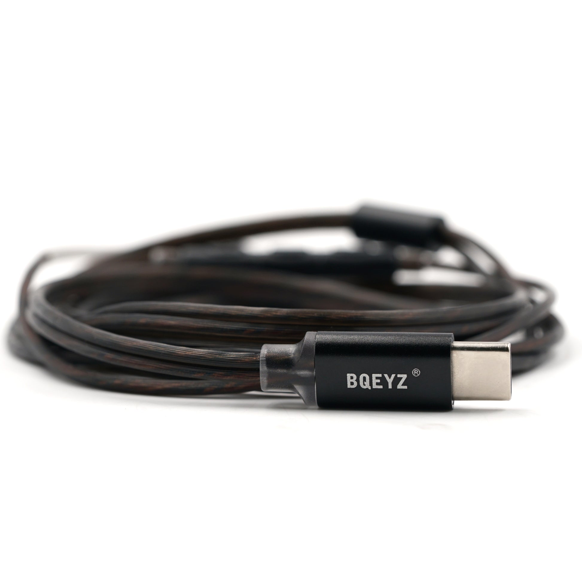 BQEYZ Gray HiFi IEM Earphone Cable - 3.5mm Plug Detail with Branding