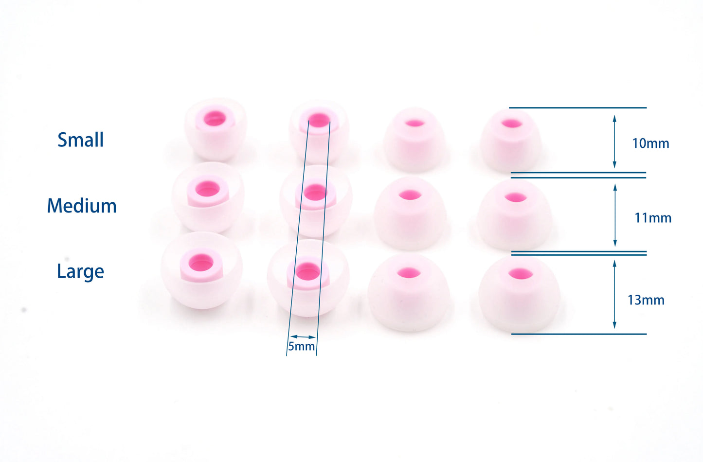 BQEYZ Pink Silicone Ear Tips Size Guide (T8) - S, M, L for Perfect Fit