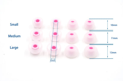 BQEYZ Pink Silicone Ear Tips Size Guide (T8) - S, M, L for Perfect Fit