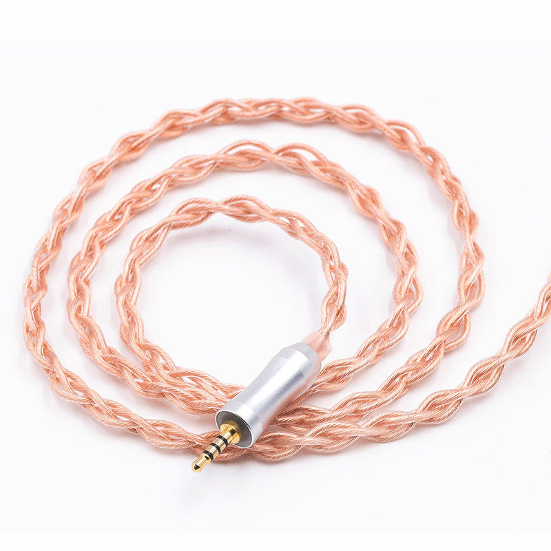BQEYZ Rose Gold Braided HiFi IEM Earphone Cable - Coiled for Portability