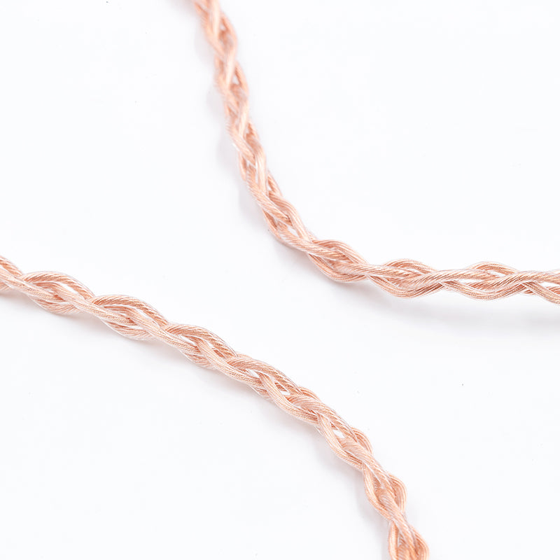 BQEYZ Rose Gold Braided HiFi IEM Earphone Cable - Twisted Design for Signal Integrity