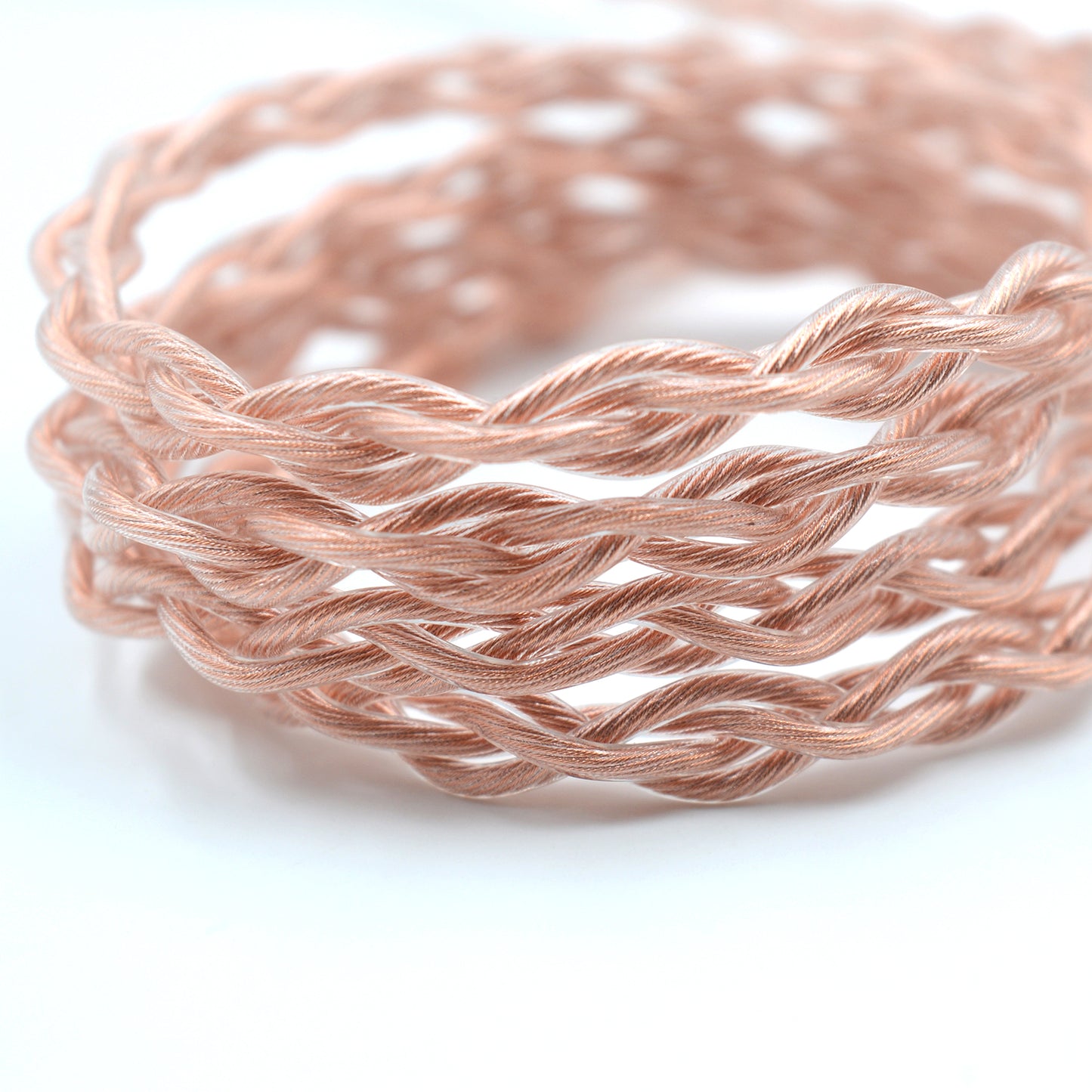 BQEYZ Rose Gold Braided HiFi IEM Earphone Cable - Twisted Design for Signal Integrity