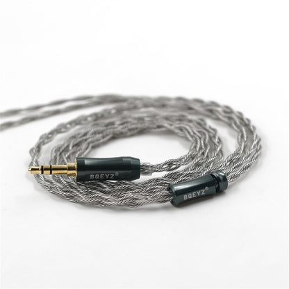 BQEYZ Silver Braided HiFi IEM Earphone Cable - Coiled for Portability