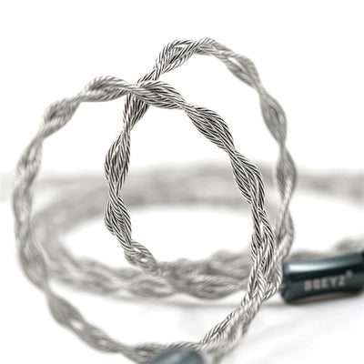 BQEYZ Silver Braided HiFi IEM Earphone Cable - Looped Design for Flexibility