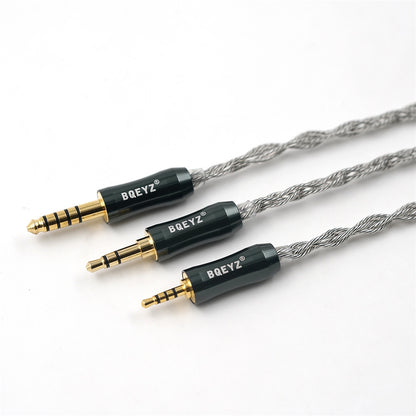 BQEYZ Silver HiFi IEM Earphone Cable - 3.5mm, 2.5mm, 4.4mm Plug Options