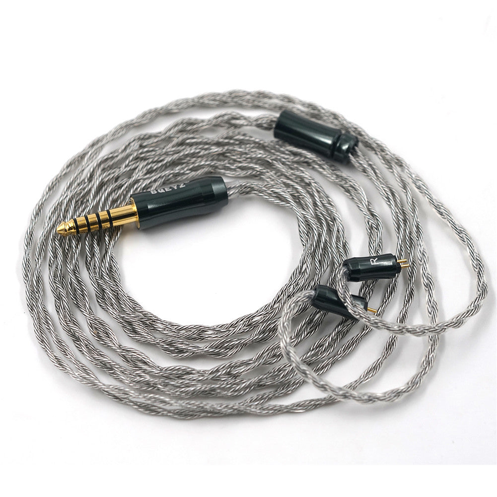 BQEYZ Silver Braided HiFi IEM Earphone Cable - Organized Storage for Daily Use