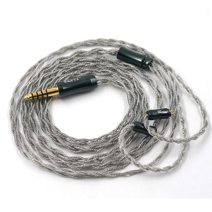BQEYZ Silver Braided HiFi IEM Earphone Cable - Organized Storage for Daily Use