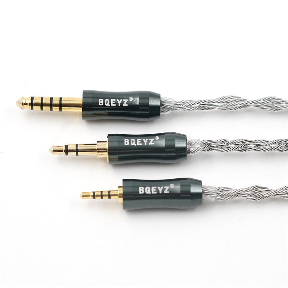 BQEYZ Silver HiFi IEM Earphone Cable - Multiple Plug Types for Device Compatibility
