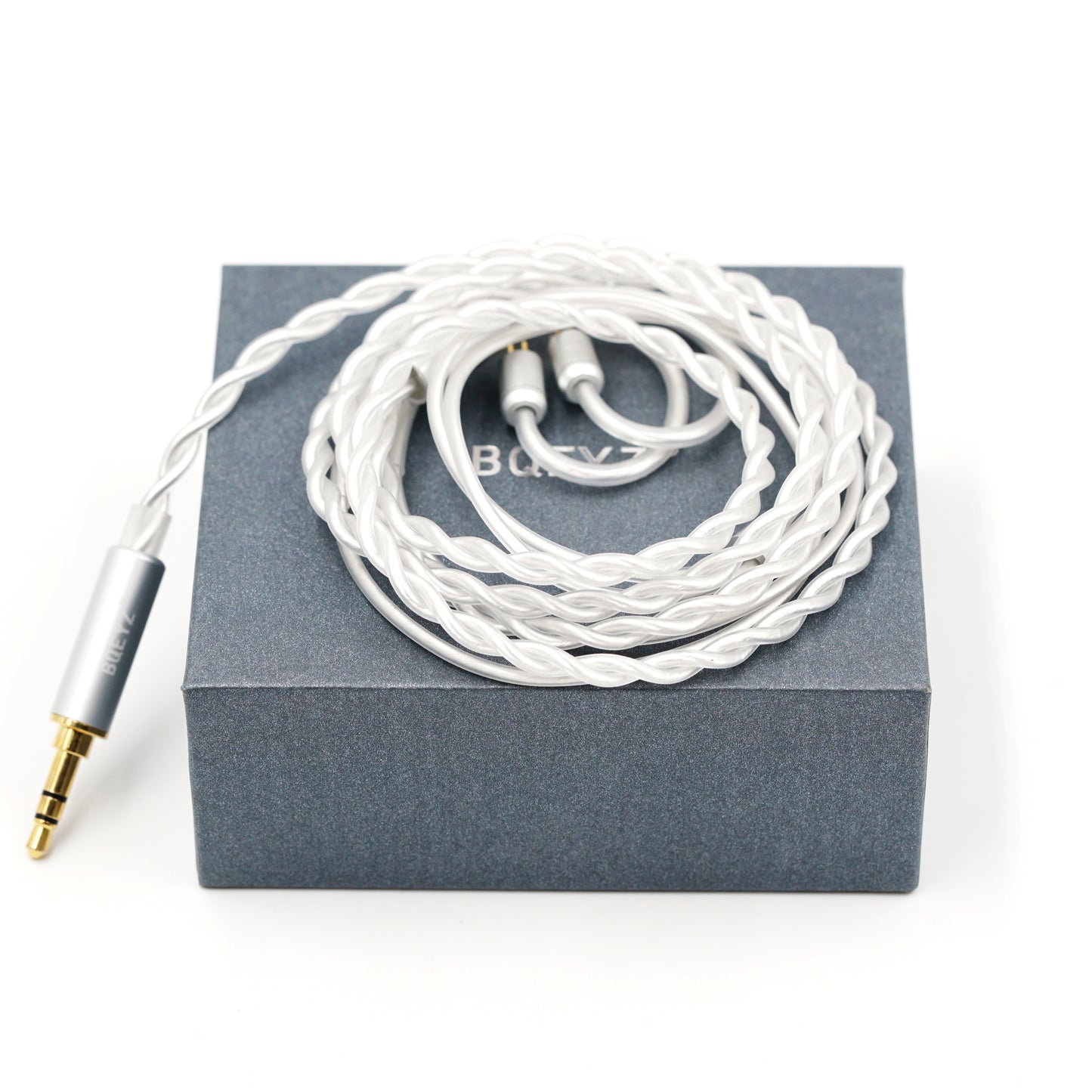 BQEYZ White Braided HiFi IEM Earphone Cable - Packaged in Gray Box for Gifting