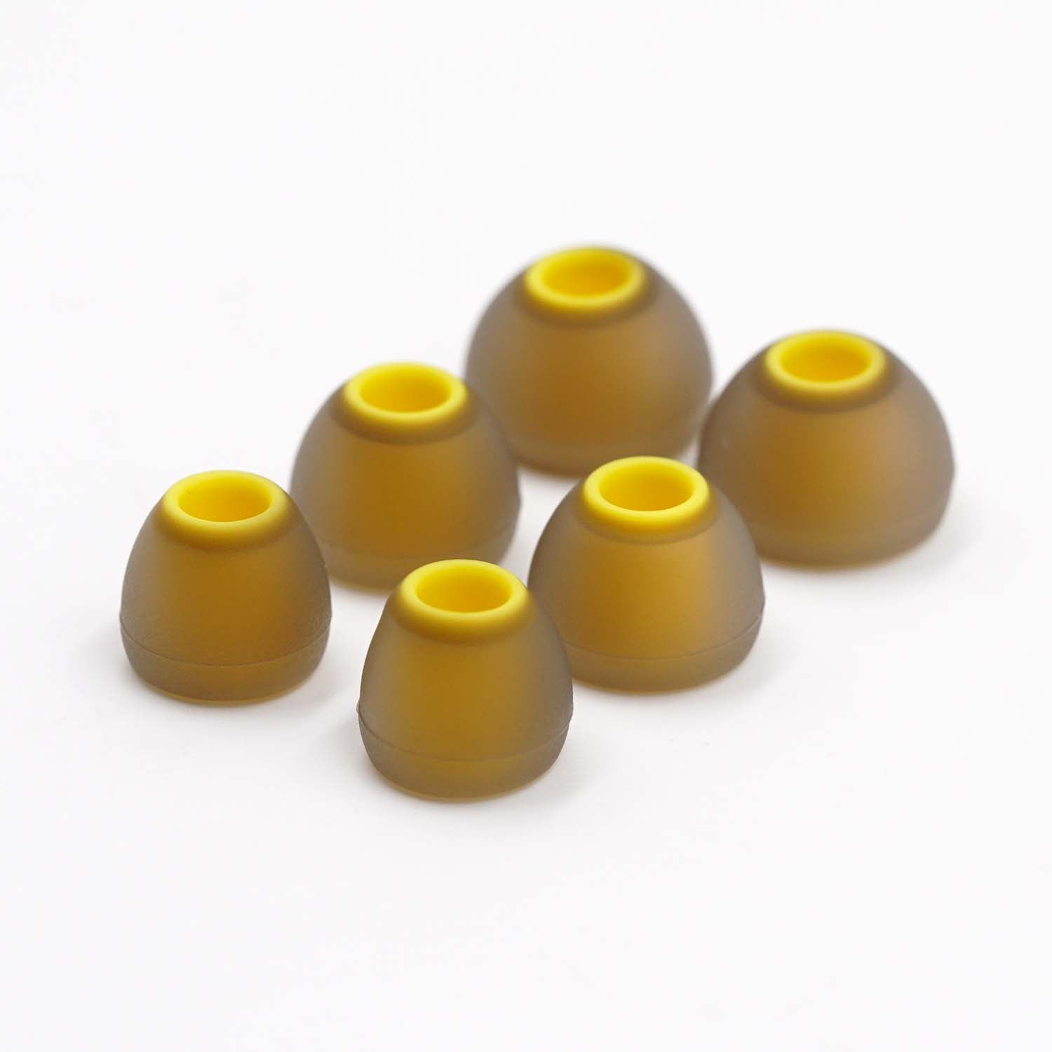 BQEYZ Yellow-Brown Silicone Ear Tips for HiFi IEM Earphones - Large Sizes for Deep Bass Response
