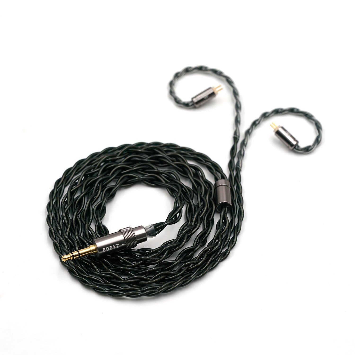 Green Braided HiFi IEM Earphone Cable Coil