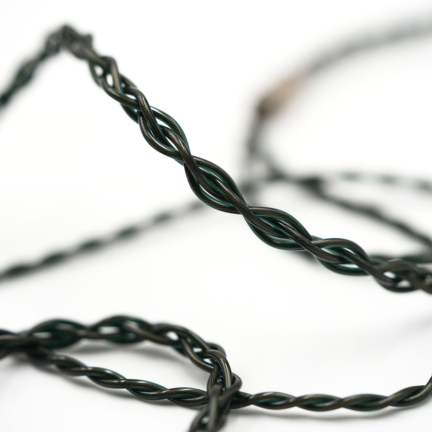 Green Braided HiFi IEM Earphone Cable Weave Detail