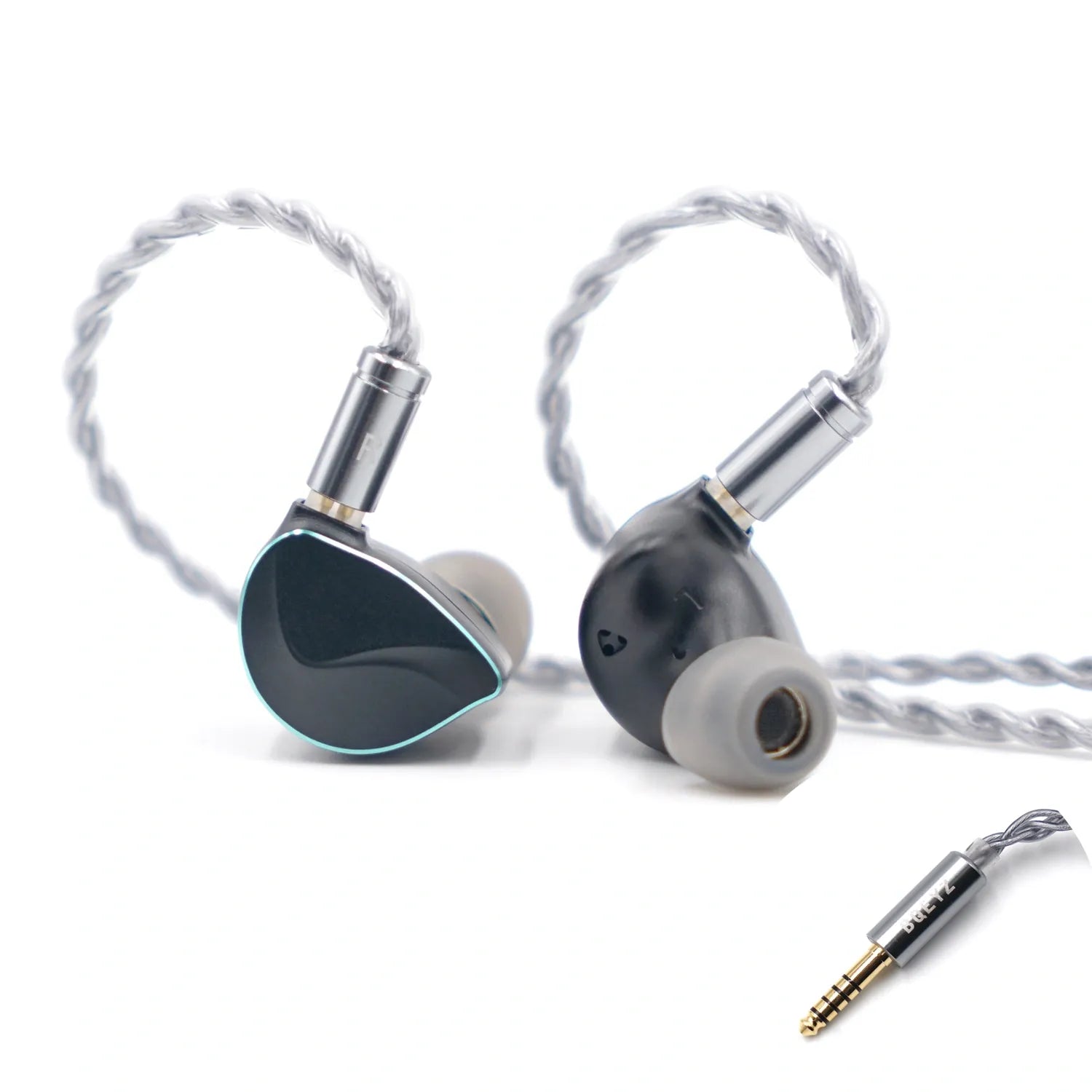 Dual BQEYZ hifi IEM earphone set in black with detachable 2-pin cable.