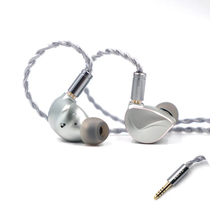 BQEYZ Winter hifi IEM earphone (Silver) with 4.4mm Pentaconn balanced cable.